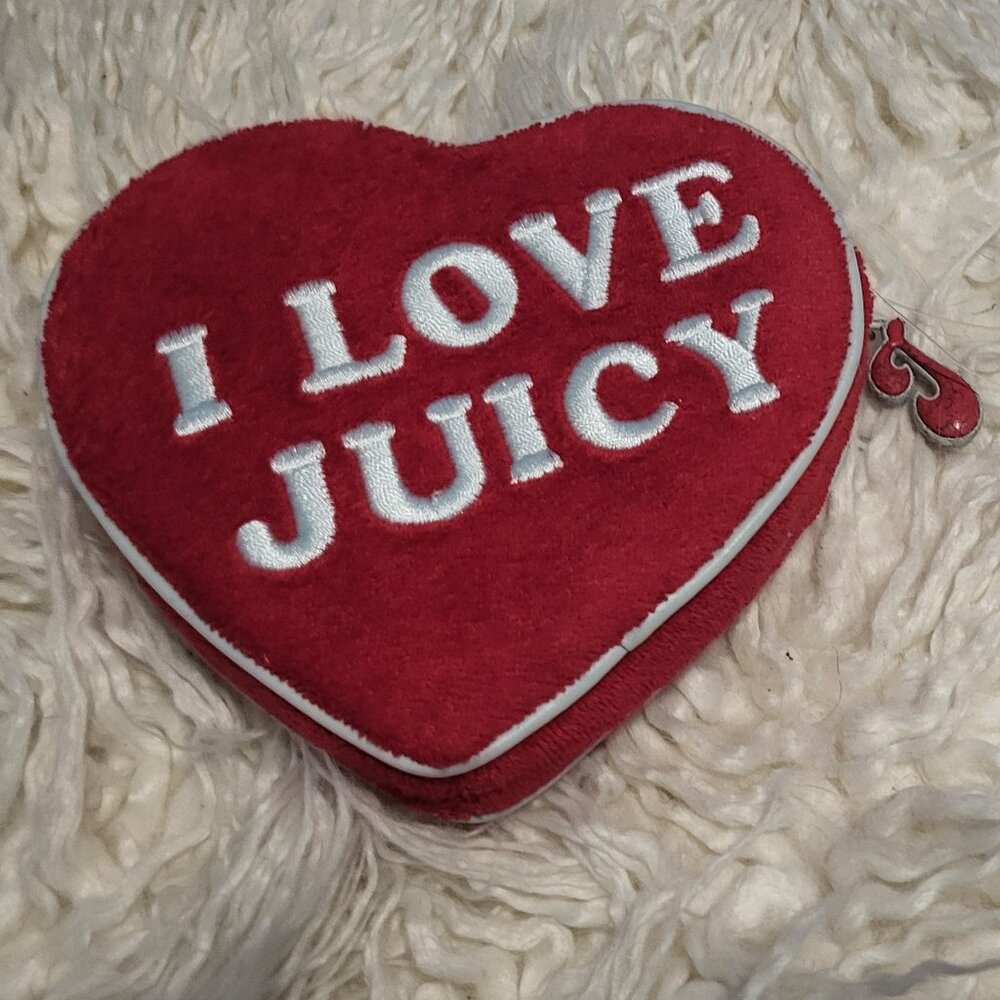 Juicy Couture Terry Heart Zip Pouch with Charms